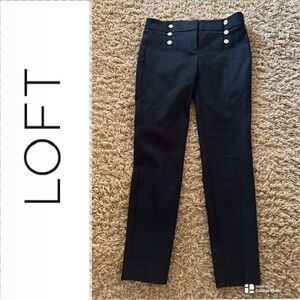 LOFT Marisa Black Slim Sailor Pants with Gold Buttons